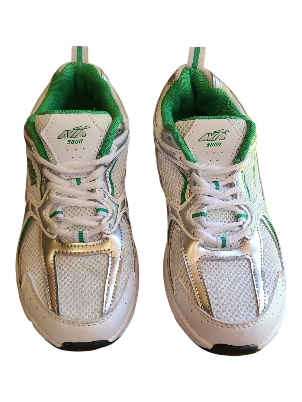 AVIA 5000 Womens Performance Sneakers Size 8 White Silver Green Retro Chunky